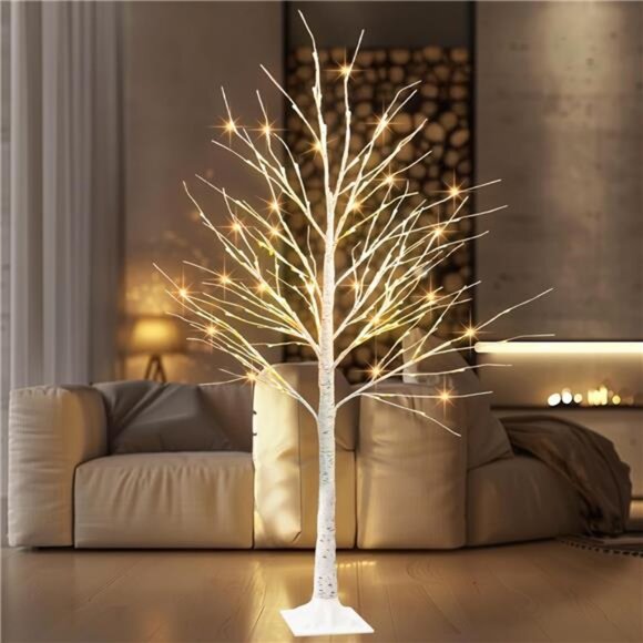 New 2Pack Lighted Birch Tree, 6 FT Total 288LED Pre-lit Artificial - Picture 2 of 7